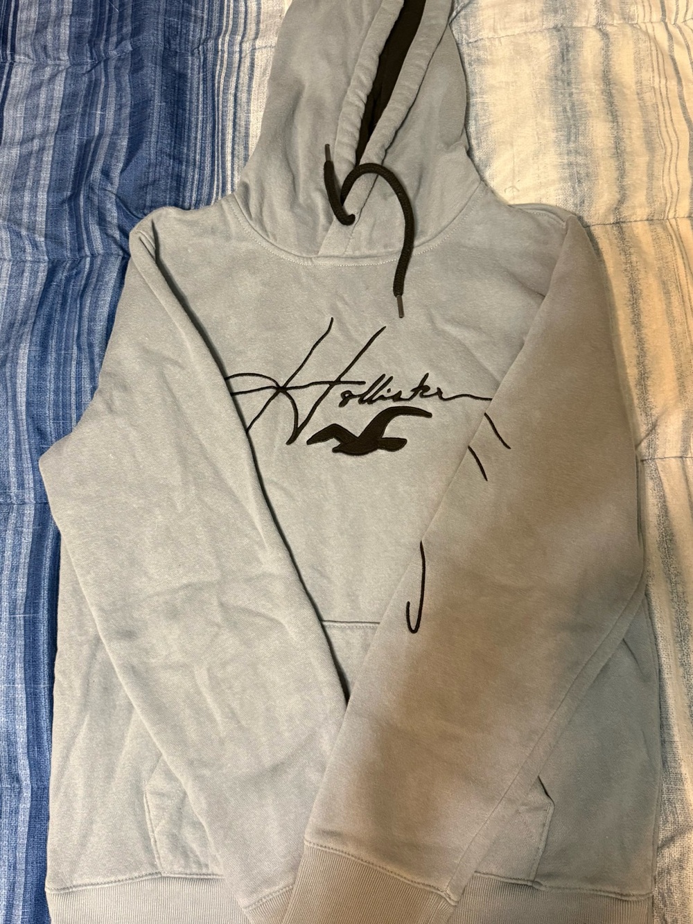 Hollister Men's Light blue Logo Hoodie Sweatshirt